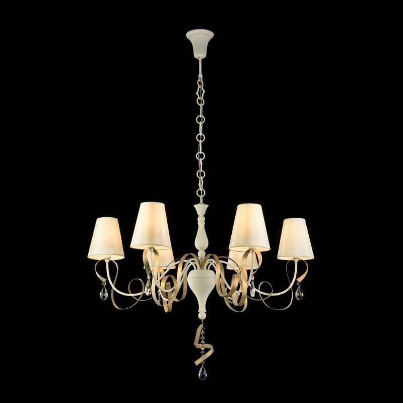 Ceiling Lights - Intreccio - White Fabric 6 Light Pendant- Gold Ribbon Maytoni-ARM010-06-W - Intreccio - White Fabric 6 Light Pendant- Gold Ribbon