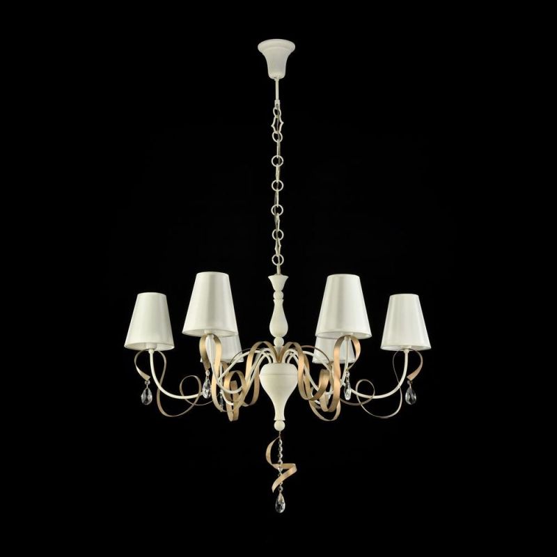Ceiling Lights - Intreccio - White Fabric 6 Light Pendant- Gold Ribbon Maytoni-ARM010-06-W - Intreccio - White Fabric 6 Light Pendant- Gold Ribbon