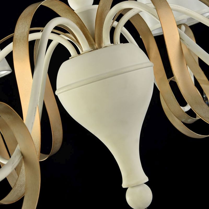 Ceiling Lights - Intreccio - White Fabric 6 Light Pendant- Gold Ribbon Maytoni-ARM010-06-W - Intreccio - White Fabric 6 Light Pendant- Gold Ribbon