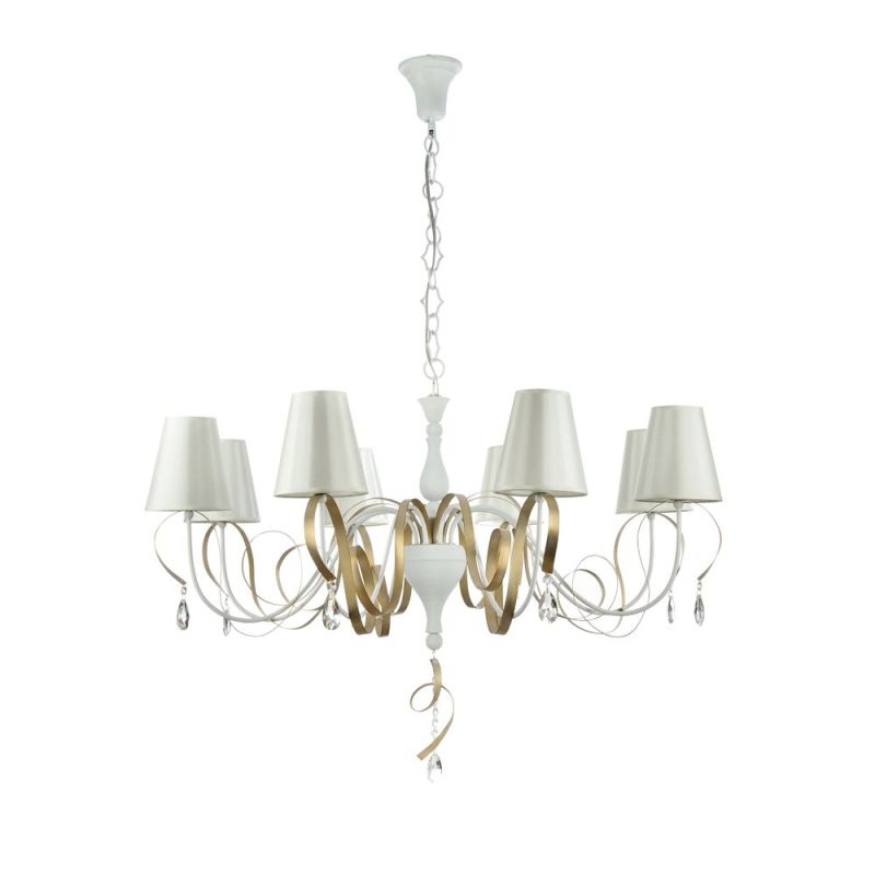Ceiling Lights - Intreccio - White Fabric 8 Light Pendant- Gold Ribbon Maytoni-ARM010-08-W - Intreccio - White Fabric 8 Light Pendant- Gold Ribbon
