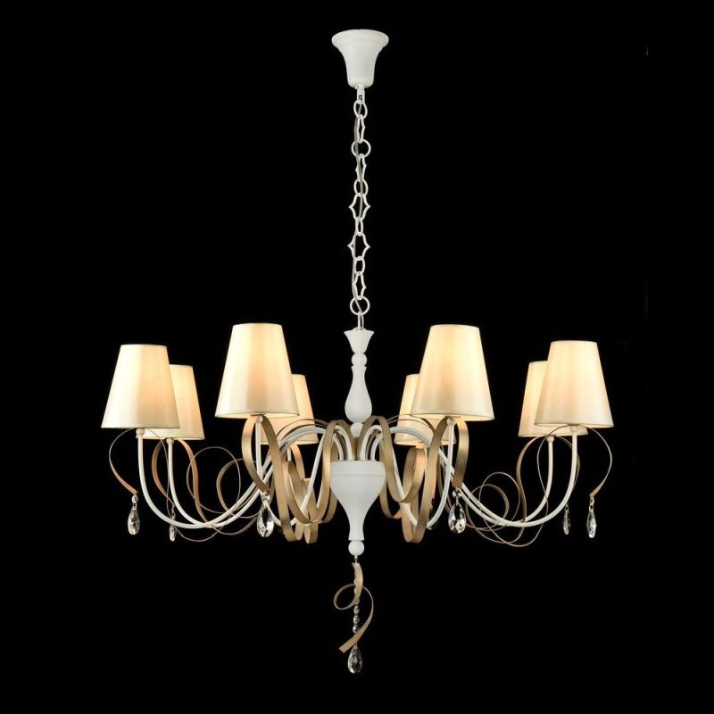 Ceiling Lights - Intreccio - White Fabric 8 Light Pendant- Gold Ribbon Maytoni-ARM010-08-W - Intreccio - White Fabric 8 Light Pendant- Gold Ribbon
