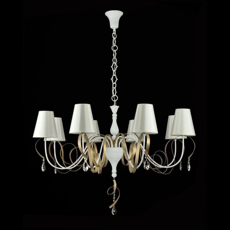 Ceiling Lights - Intreccio - White Fabric 8 Light Pendant- Gold Ribbon Maytoni-ARM010-08-W - Intreccio - White Fabric 8 Light Pendant- Gold Ribbon