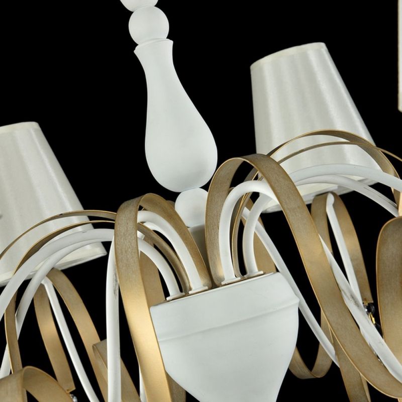 Ceiling Lights - Intreccio - White Fabric 8 Light Pendant- Gold Ribbon Maytoni-ARM010-08-W - Intreccio - White Fabric 8 Light Pendant- Gold Ribbon