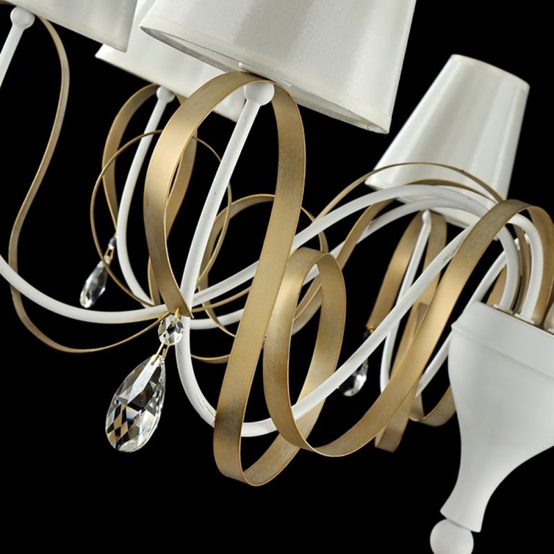 Ceiling Lights - Intreccio - White Fabric 8 Light Pendant- Gold Ribbon Maytoni-ARM010-08-W - Intreccio - White Fabric 8 Light Pendant- Gold Ribbon