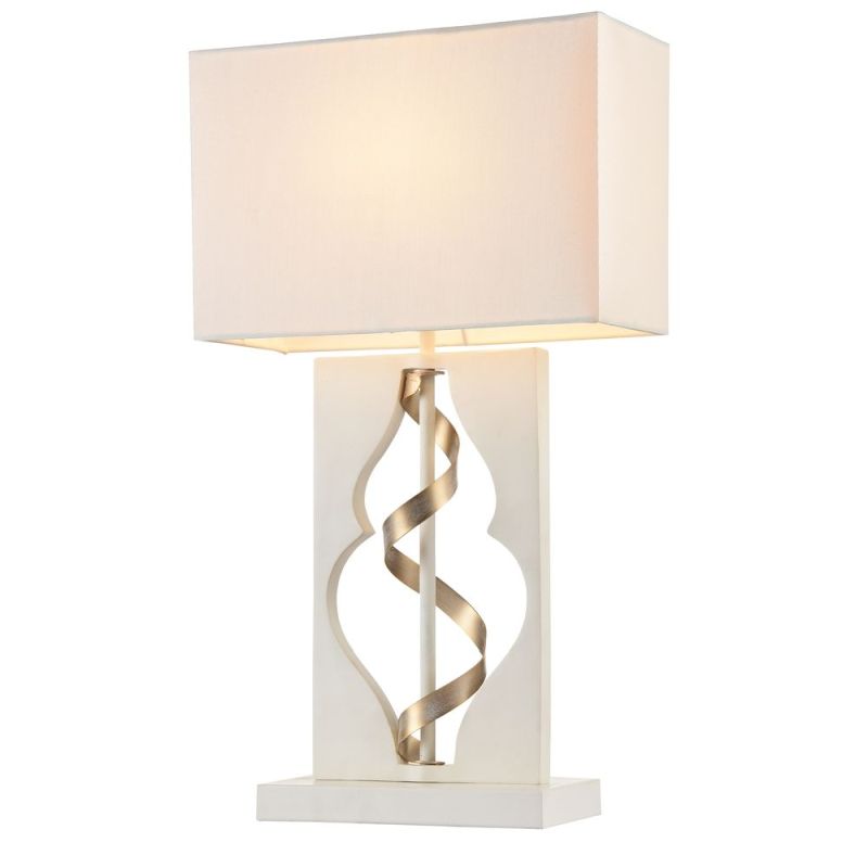 Table & Floor Lamp - Intreccio - White Fabric Table Lamp- Gold Ribbon Maytoni-ARM010-11-W - Intreccio - White Fabric Table Lamp- Gold Ribbon