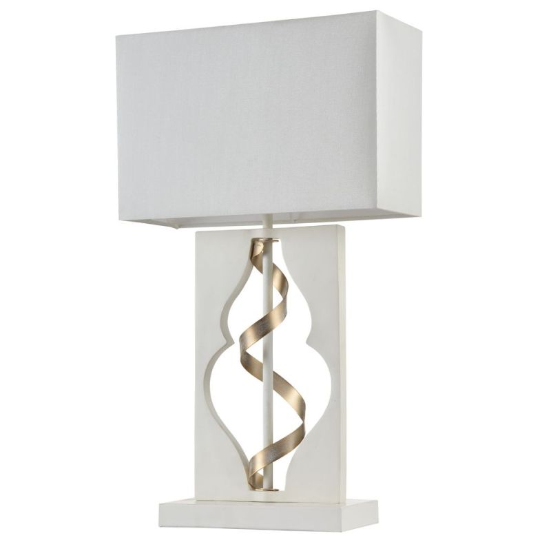 Table & Floor Lamp - Intreccio - White Fabric Table Lamp- Gold Ribbon Maytoni-ARM010-11-W - Intreccio - White Fabric Table Lamp- Gold Ribbon