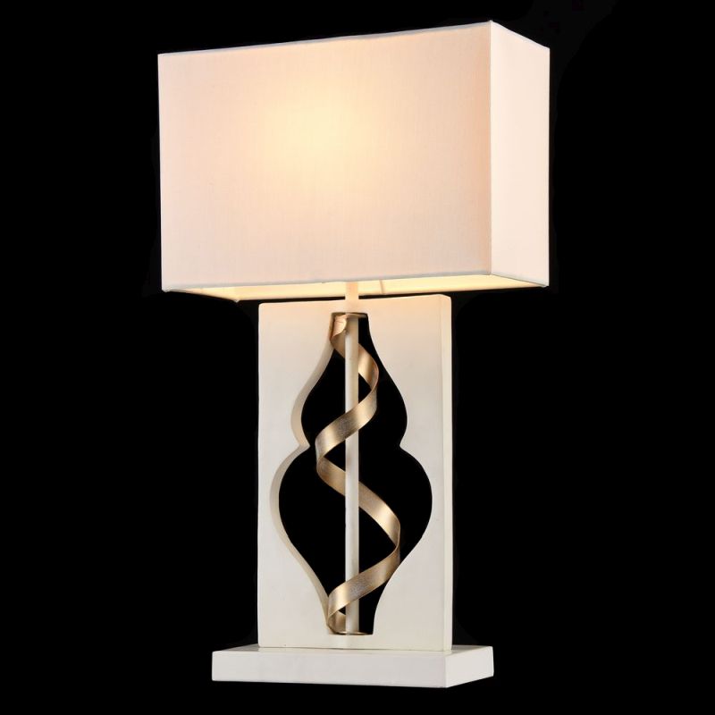 Table & Floor Lamp - Intreccio - White Fabric Table Lamp- Gold Ribbon Maytoni-ARM010-11-W - Intreccio - White Fabric Table Lamp- Gold Ribbon