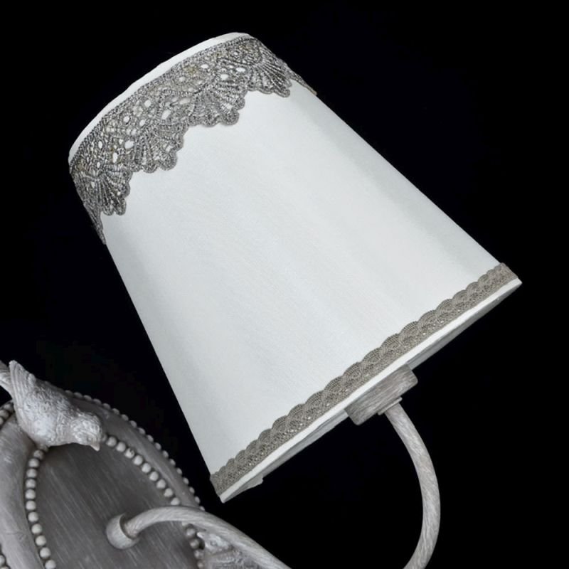 Wall Lights - Bouquet - White Fabric with Lace Wall Lamp - Antique Grey Maytoni-ARM023-01-S - Bouquet - White Fabric with Lace Wall Lamp - Antique Grey