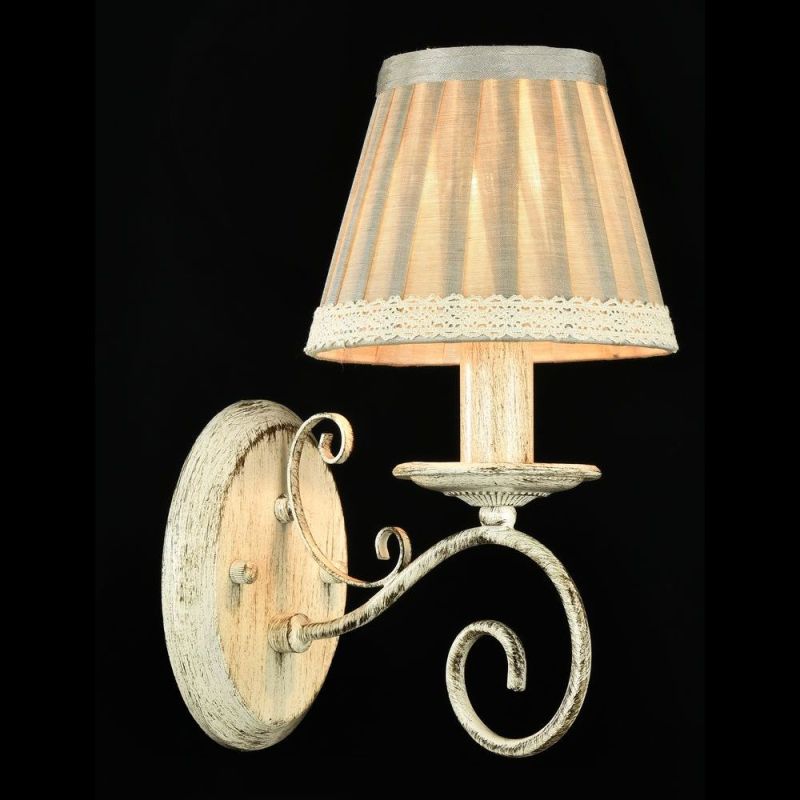 Maytoni-ARM029-01-W - Felicita - Linen with Lace Ribbons Wall Lamp