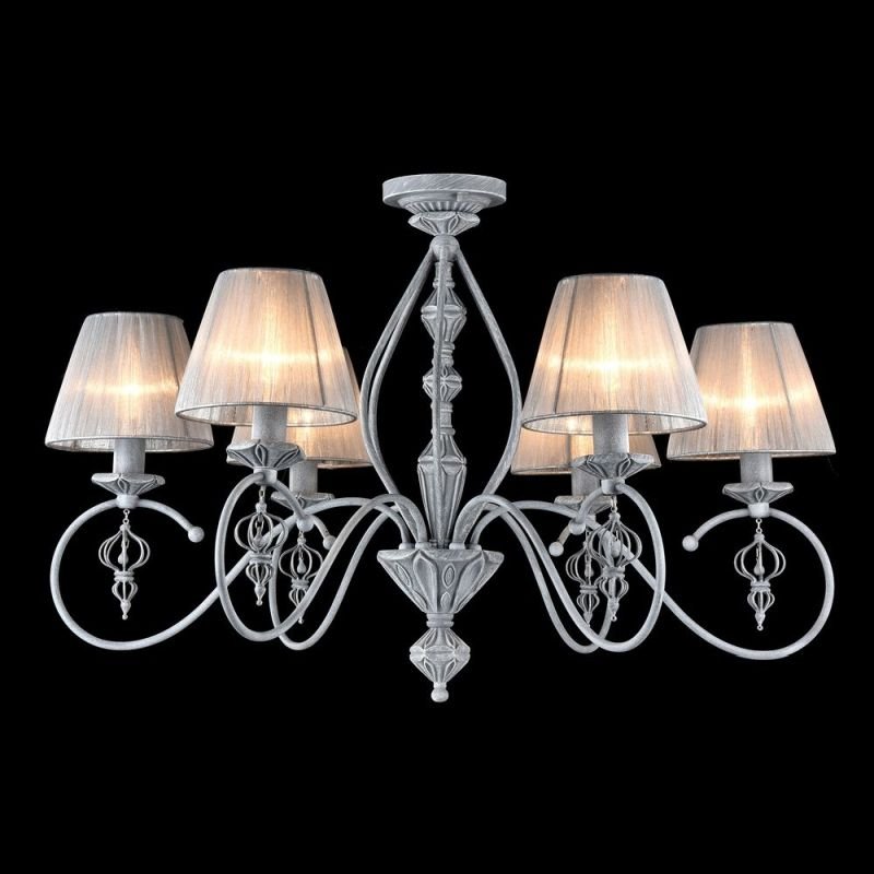 Ceiling Lights - Monsoon - Grey Organza 6 Light Pendant- Antique Grey Maytoni-ARM154-06-S - Monsoon - Grey Organza 6 Light Pendant- Antique Grey