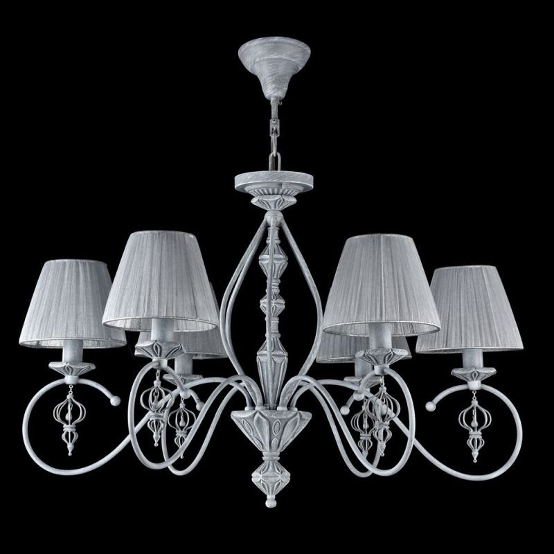 Ceiling Lights - Monsoon - Grey Organza 6 Light Pendant- Antique Grey Maytoni-ARM154-06-S - Monsoon - Grey Organza 6 Light Pendant- Antique Grey