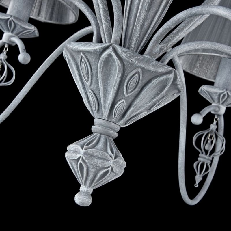 Ceiling Lights - Monsoon - Grey Organza 6 Light Pendant- Antique Grey Maytoni-ARM154-06-S - Monsoon - Grey Organza 6 Light Pendant- Antique Grey