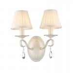 Brionia - Cream Gold Twin Wall Lamp with White Shade & Crystal Brionia - Cream Gold Twin Wall Lamp with White Shade & Crystal