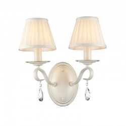 Brionia - Cream Gold Twin Wall Lamp with White Shade & Crystal Brionia - Cream Gold Twin Wall Lamp with White Shade & Crystal