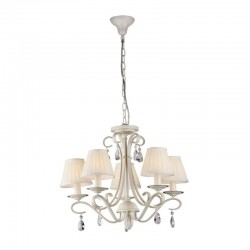 Brionia - Cream Gold 5 Light Pendant with White Shade & Crystal Brionia - Cream Gold 5 Light Pendant with White Shade & Crystal