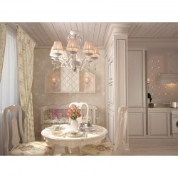 Brionia - Cream Gold 5 Light Pendant with White Shade & Crystal Brionia - Cream Gold 5 Light Pendant with White Shade & Crystal