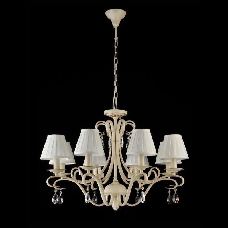 Ceiling Lights - Brionia - White Fabric 8 Light Pendant -Crystal Maytoni-ARM172-08-G - Brionia - White Fabric 8 Light Pendant -Crystal