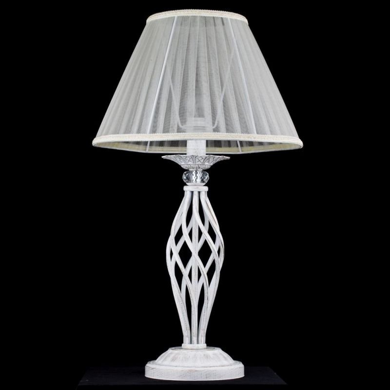 Maytoni-ARM247-00-G - Grace - White Fabric Table lamp - Crystal