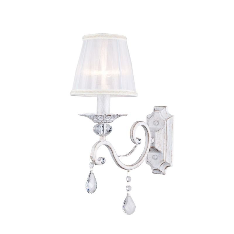 Wall Lights - Grace - White Fabric Wall lamp - Crystal Maytoni-ARM247-01-G - Grace - White Fabric Wall lamp - Crystal