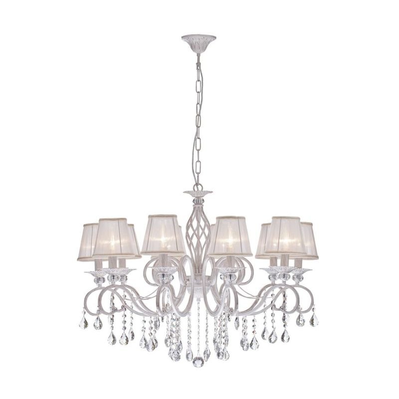 Ceiling Lights - Grace - White Fabric 10 light Centre Fitting - Crystal Maytoni-ARM247-10-G - Grace - White Fabric 10 light Centre Fitting - Crystal