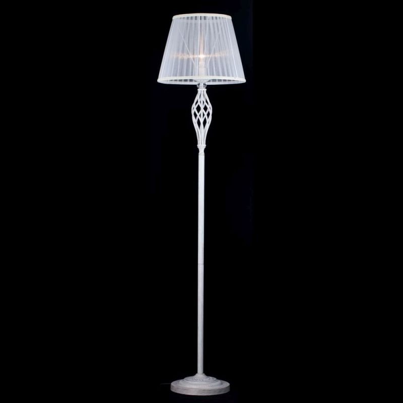 Maytoni-ARM247-11-G - Grace - White Fabric Floor lamp - Crystal