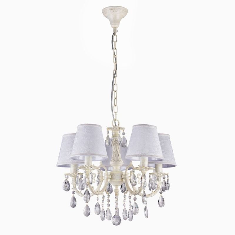 Ceiling Lights - Filomena - White Lace 5 Light Pendant -Crystal Maytoni-ARM390-05-W - Filomena - White Lace 5 Light Pendant -Crystal