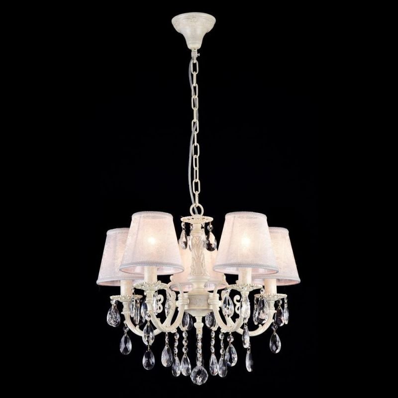 Ceiling Lights - Filomena - White Lace 5 Light Pendant -Crystal Maytoni-ARM390-05-W - Filomena - White Lace 5 Light Pendant -Crystal