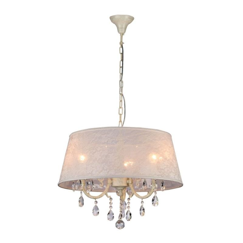 Ceiling Lights - Filomena - White Lace 3 Light Pendant -Crystal Maytoni-ARM390-33-W - Filomena - White Lace 3 Light Pendant -Crystal
