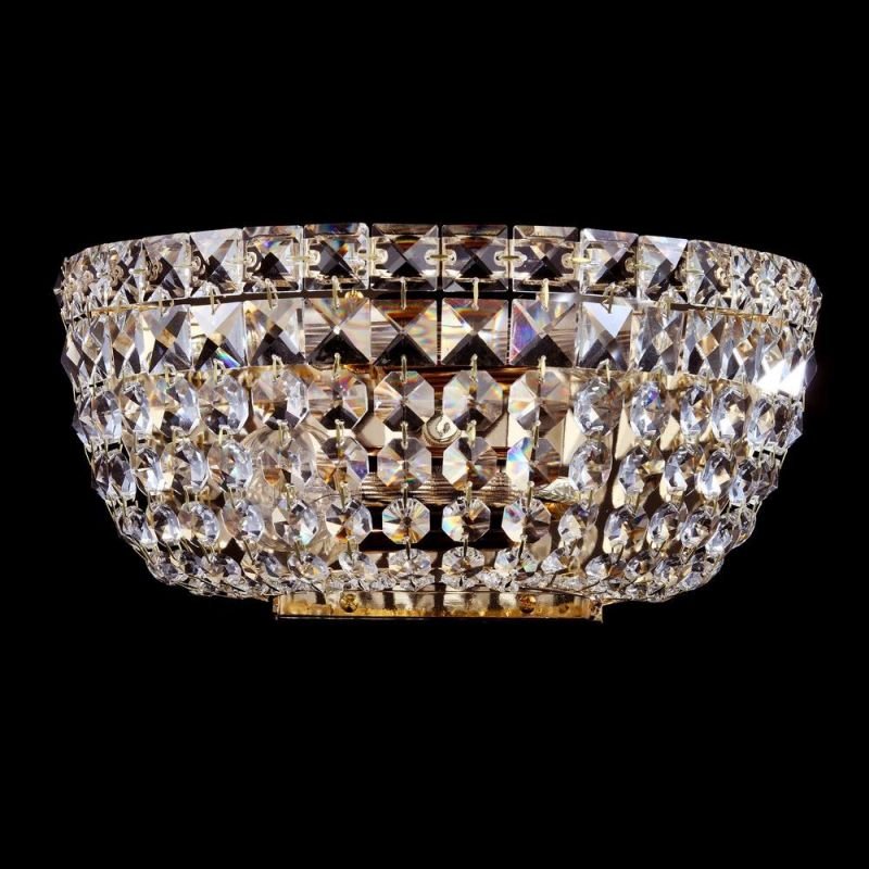 Crystal & Acrylic - Basfor - Crystal Wall Lamp - Antique Gold Maytoni-DIA100-WL-02-G - Basfor - Crystal Wall Lamp - Antique Gold