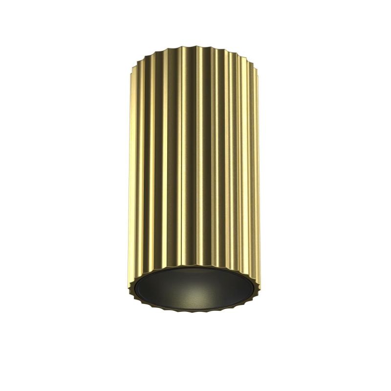 Maytoni-C106CL-01-GU10-BS - Calipso - Surface-Mounted Ribbed Brass & Black Cylindrical Spotlight