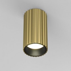 Calipso - Surface-Mounted Ribbed Brass & Black Cylindrical Spotlight Calipso - Surface-Mounted Ribbed Brass & Black Cylindrical Spotlight