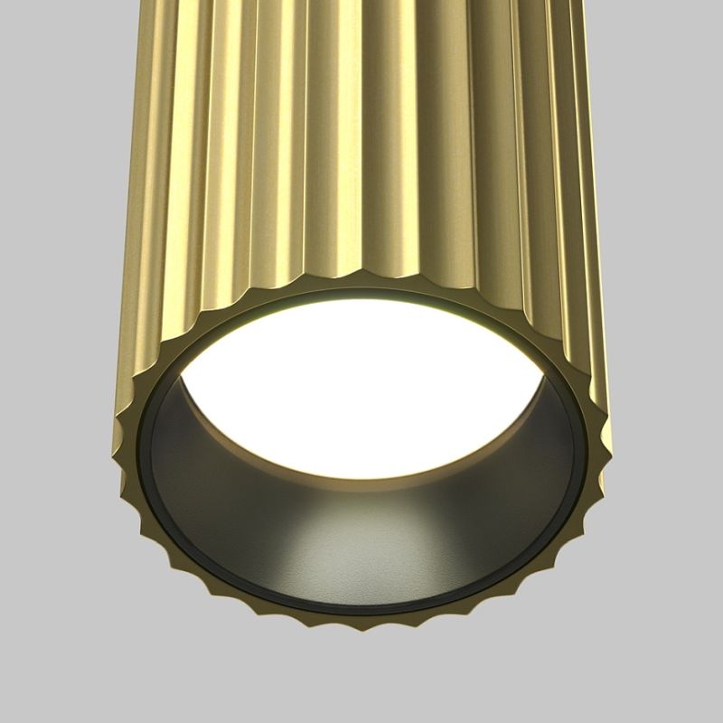 Maytoni-C106CL-01-GU10-BS - Calipso - Surface-Mounted Ribbed Brass & Black Cylindrical Spotlight