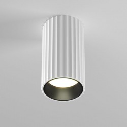 Calipso - Surface-Mounted Ribbed White Cylindrical Spotlight