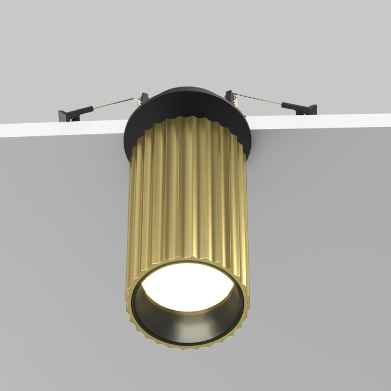 - Calipso - Adjustable Ribbed Brass & Black Recessed Spotlight Maytoni-C110CL-01-GU10-BS - Calipso - Adjustable Ribbed Brass & Black Recessed Spotlight