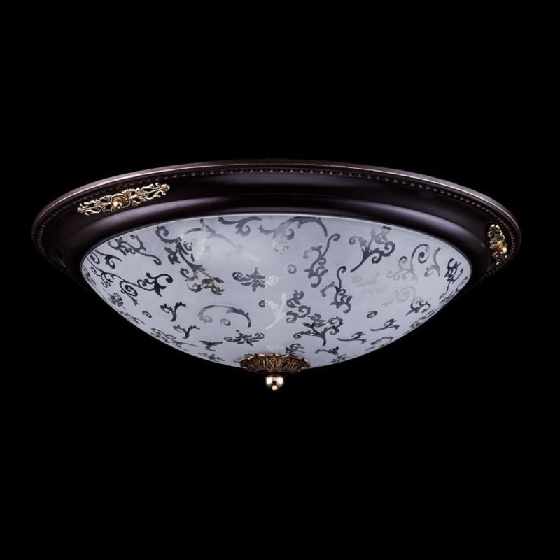 Ceiling Lights - Diametrik - Medium Pattern Frosted Glass Flush -Dark Bronze Maytoni-C907-CL-03-R - Diametrik - Medium Pattern Frosted Glass Flush -Dark Bronze