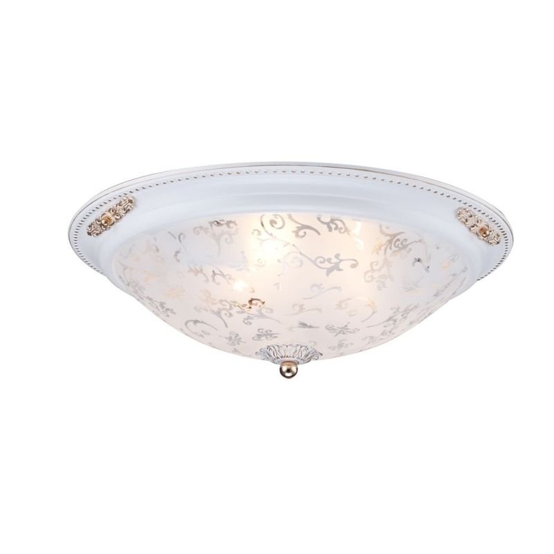 Ceiling Lights - Diametrik - Medium Pattern Frosted Glass Flush -White gold Maytoni-C907-CL-03-W - Diametrik - Medium Pattern Frosted Glass Flush -White gold