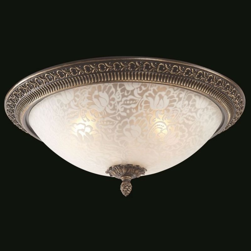 Ceiling Lights - Pascal - Small Pattern Frosted Glass Ceiling Lamp -Bronze Maytoni-C908-CL-03-R - Pascal - Small Pattern Frosted Glass Ceiling Lamp -Bronze
