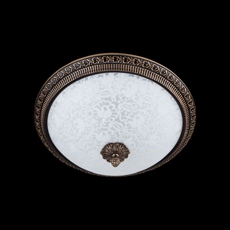 Ceiling Lights - Pascal - Small Pattern Frosted Glass Ceiling Lamp -Bronze Maytoni-C908-CL-03-R - Pascal - Small Pattern Frosted Glass Ceiling Lamp -Bronze