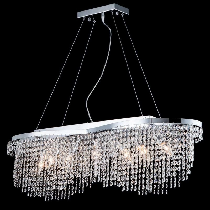Kitchen Lights - Toils - Crystal 7 Light Oval over Island Fitting -Nickel Maytoni-DIA600-07-N - Toils - Crystal 7 Light Oval over Island Fitting -Nickel