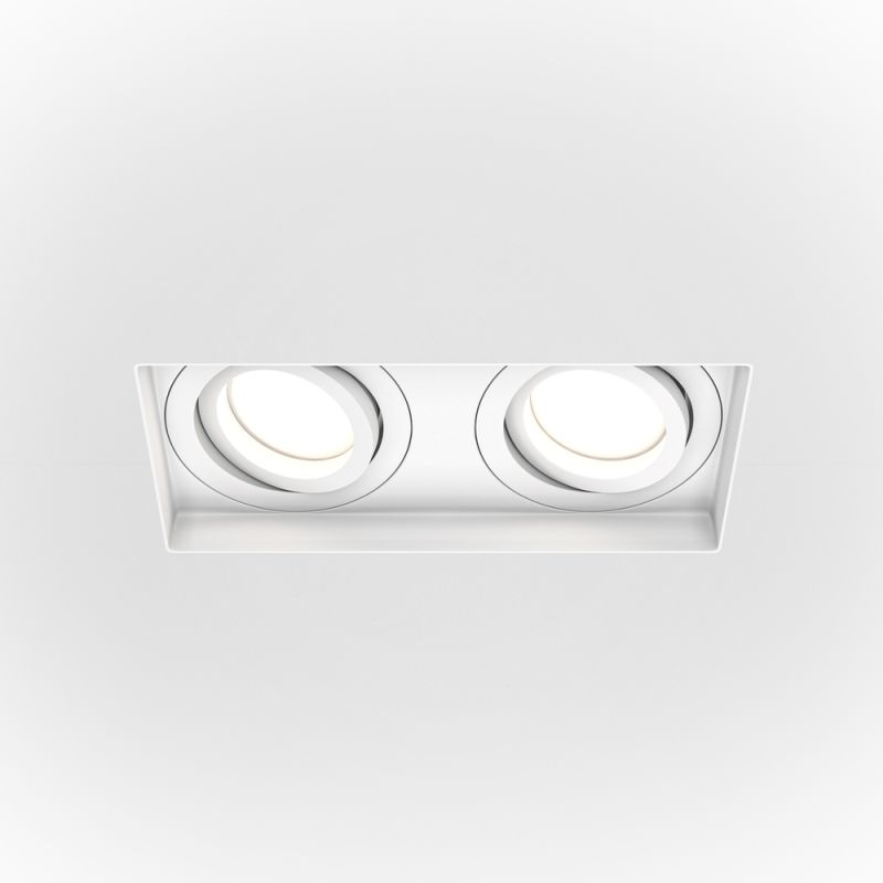 Maytoni-DL003-02-W - Atom - Adjustable White 2 Light Plaster-in Recessed Downlight