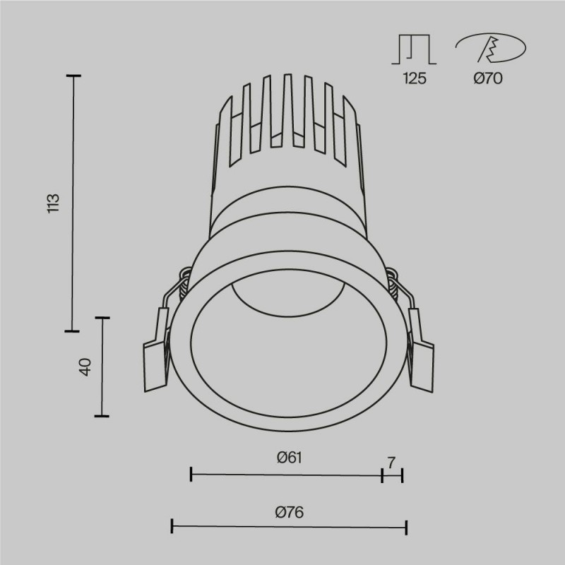 Maytoni-DL118-15W-2.7K-B - Dip - Black LED Recessed Downlight Ø 7.6 cm
