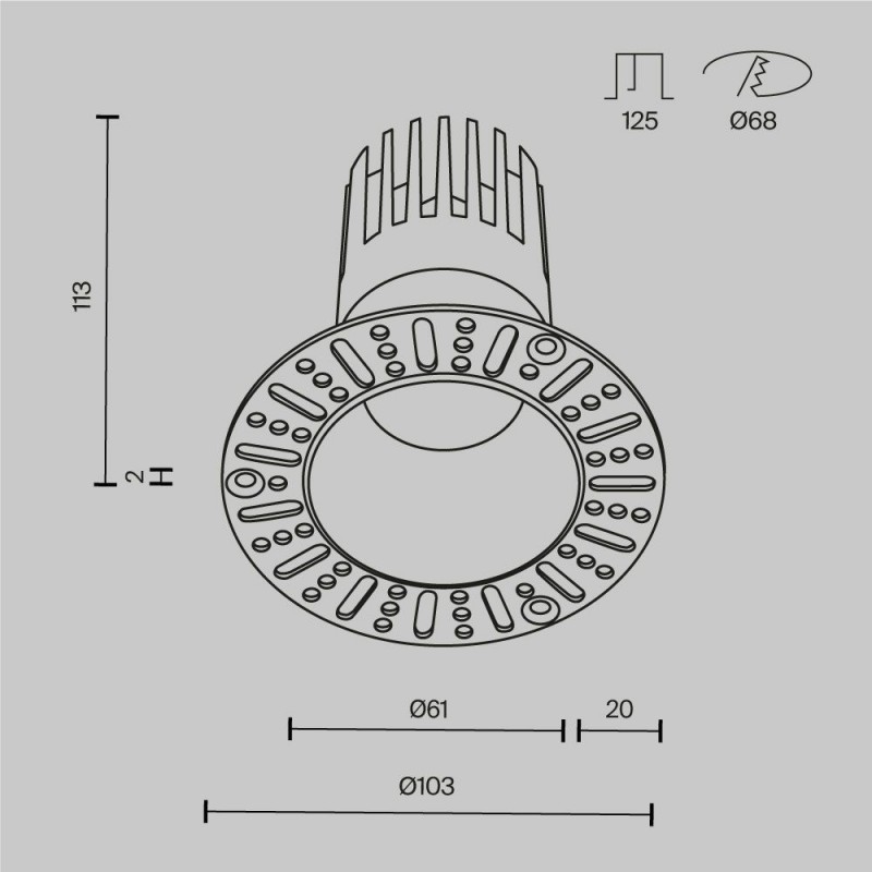 Maytoni-DL122-15W-3K-TRS-W - Dip - White Plaster-in Recessed Downlight Ø 10.3 cm