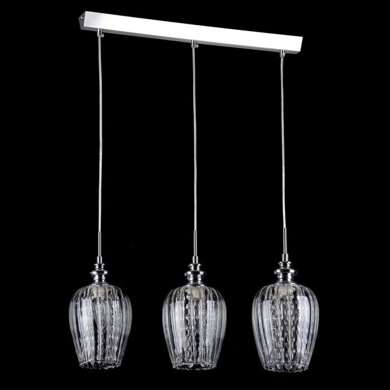 Maytoni-MOD044-PL-03-N - Blues - Chrome 3 Light Over Island Fitting with Clear Glass & Crystal