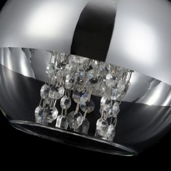 Fermi - Nickel Pendant with Clear & Mirrored Glass with Crystal