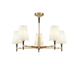 Zaragoza - Brass 5 Light Centre Fitting with White Shade