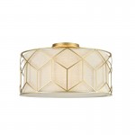 Messina - Gold 3 Light Ceiling Lamp with Linen Shade