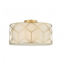 Messina - Gold 3 Light Ceiling Lamp with Linen Shade
