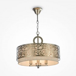 Venera - Brass 3 Light Pendant with Linen Shade Venera - Brass 3 Light Pendant with Linen Shade