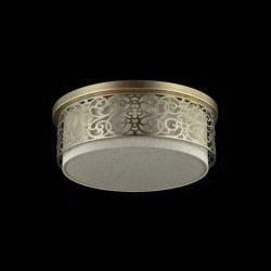 Venera - Brass 5 Light Ceiling Lamp with Natural Fabric Shade
