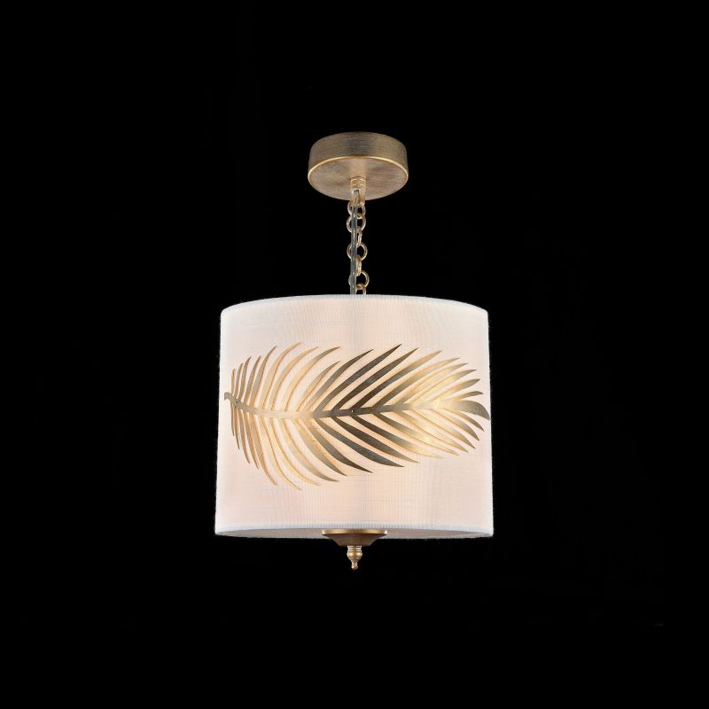 Ceiling Lights - Farn - Fabric Single Pendant with Stencil Pattern Leaf Maytoni-H428-PL-01-WG - Farn - Fabric Single Pendant with Stencil Pattern Leaf